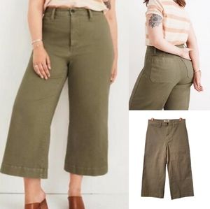 MADEWELL EMMETT WIDE LEG CROP BRITISH SURPLUS GREEN TWILL